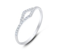 Diamond Shaped Quadrangle Silver Ring With CZ Crystal NSR-2820